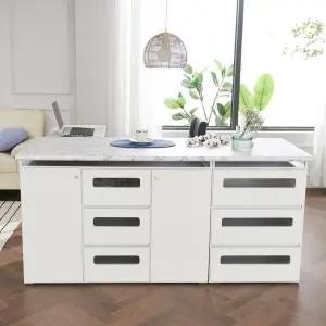 [아트박스]/플랜데코 바닐라 홈바 아일랜드 주방 수납장 1800x700