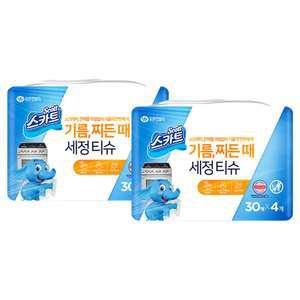 스카트 기름, 찌든때 세정탈취 티슈, 30매, 4입, 2개(240매)