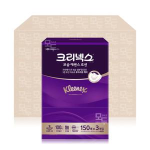 크리넥스 보습 에센스 로션 3겹 각티슈 (150매x3입)x6팩 /미용티슈