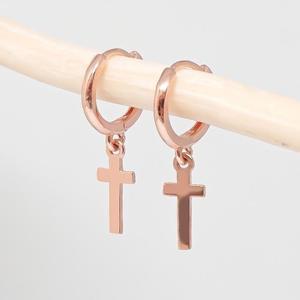 14k 민자 십자가 원터치 귀걸이 OPKYE0086