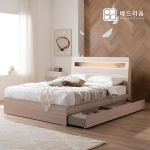 [신세계라이브쇼핑]금성침대 베드리움 NEW 스마트메이트 편백 LED 수납침대(SS)-매트리스 제외