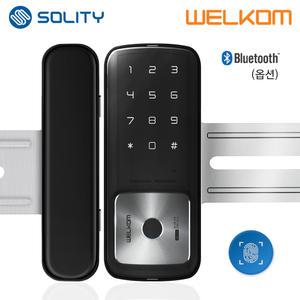 솔리티 WG-30B 양문형 유리문용 지문인식 도어록 블루투스(옵션) 번호키 상가 업소 빌라 디지털도어락
