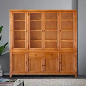 [마루엔개비] 우리목 서랍 찬장 장4문 유리장식장 원목그릇장