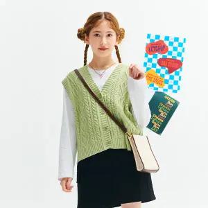 [오션스카이] [2color]여아 변형 케이블 knit 베스트