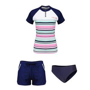 [제테스] 여성 슬림핏 반팔 래쉬가드 상하의+이너팬티 3피스 세트 L_4A538