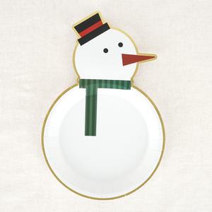 크리스마스 파티 접시 눈사람 6입 테이블 장식
