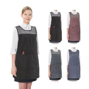 데님 전면지퍼 망사 앞치마 원피스형 대형 4color