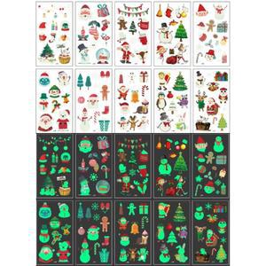 [제이프로젝]크리스마스 야광 타투스티커 20종 산타 파티 이벤트 성탄절 타투 페이스페인팅 헤나
