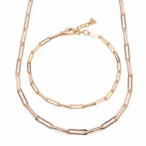 [비앤비골드] 18K 심플 레이어드 1mm 클립체인 주얼리세트 (목걸이+팔찌) IRS29836