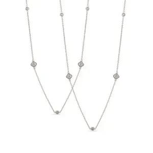 [도로시] 14k 모이사나이트 클로버 체인 롱 목걸이(70cm)