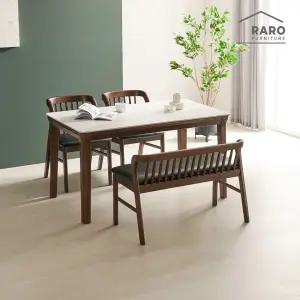 [/착불배송] 허그1400 포세린 통 세라믹 4인 식탁 세트 (식탁+의자2+벤치1)