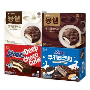 해태 오예스 360g+쿠키앤크림 360g+몽쉘 카카오케이크 408g+크림케이크 408g(총4개)