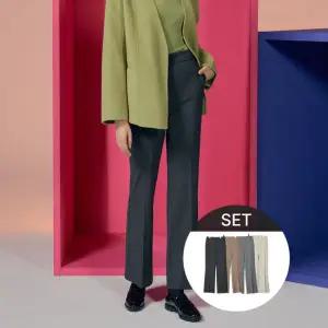 [리베레츠]울헤링본세미부츠컷팬츠2종세트