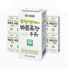 무항생제인증 파스퇴르 바른목장 우유 190ml 24입 (원산지_상세설명에 표시)