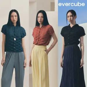 [런칭가 199000원] 에바큐브 리플 플리츠 블라우스(블랙/블루그린/ 오렌지)