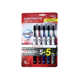 크리오 덴티메이트 데일리 브레스케어 칫솔 차콜 초극세모 5+5개입(10개입) x1개(총10개)