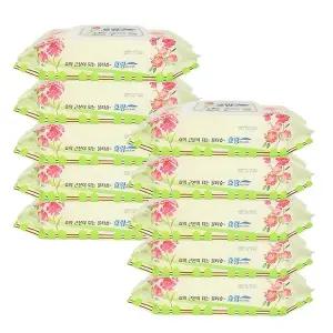 [케어메이트] 효랑 엠보싱 빅사이즈 캡형 물티슈 60매입 (10팩)