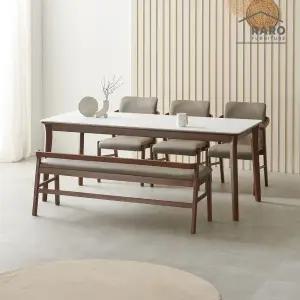 [/착불배송] 위니 1900 포세린 통 세라믹 6인 식탁 세트 (식탁+의자3+벤치1)