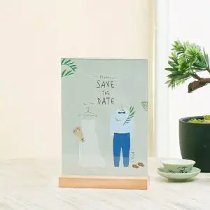 우드 스탠드 아크릴 쇼케이스(A5) (세로형)/POP/꽂이/알림판/안내판/T자형/메뉴판/투명/매장/업소/테이블