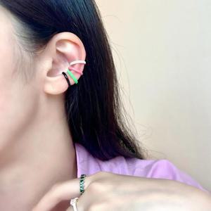 틴로스 여성 원색 형광 이어커프 귀찌 비비드 미니