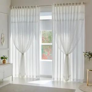 맞춤제작 엘루나 이중 레이스 화이트 쉬폰 커튼