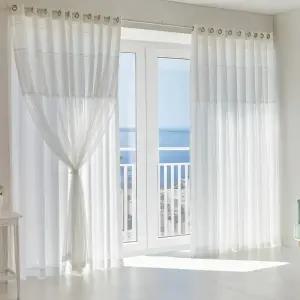 맞춤제작 아르피어 이중 레이스 화이트 쉬폰 커튼