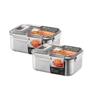 (2개세트)NEW 숨쉬는 스텐 김치통 직사각 7.6L (LST833BS2)