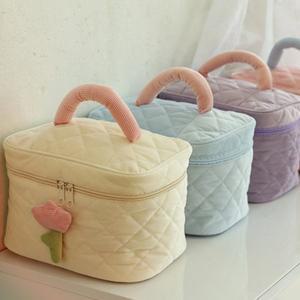 귀여운 대용량화장품천가방 손잡이메이크업보관백 브러시 파우치