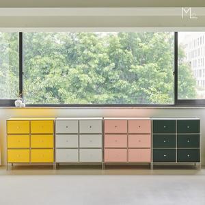 [몰로][모로] 파오 800 미드센츄리 모듈 포인트 수납장 서랍장 3단 6칸 아이언 프레임 6서랍