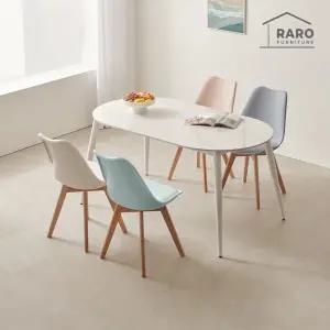 [/착불배송] 에버 1500 유광 타원 포세린 통 세라믹 4인 식탁 세트 (식탁+의자4