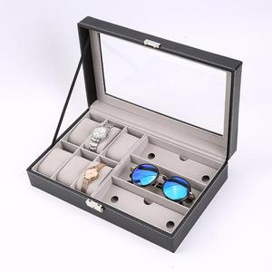 멀티 그리드 PU 가죽 시계 보관함 안경 정리함 쥬얼리 팔찌 케이스 디스플레이 거치대 보관 케이스