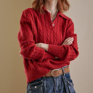 [MAXZA] 트위스트 케이블 카라넥 니트