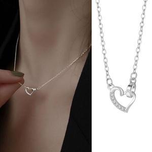 하트 링 버클 은 목걸이 줄 기본 체인 레이어드