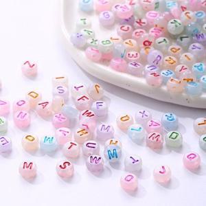 [IXHH3644_4A]꾸미기 영어 알파벳 형광 비즈 100P세트