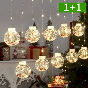 [1개+1개] 크리스마스 눈사람 10구 LED 전구 가랜드 줄조명 리모컨포함+USB방식 트리 장식 조명