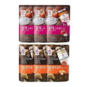 청정원 싱글파우치 머쉬룸투움바소스, 150g, 3개 + 로제소스, 170g, 3개