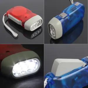 해피J보따리 비상용 자가발전 손전등 3구 LED 자가발전레버 충전식 휴대용 슬림 후레쉬