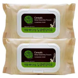 세안이야기 곡물 메이크업 딥 클렌징티슈 100매 x2개