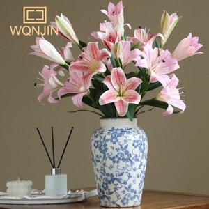 3D 프린팅 PVC 릴리 시뮬레이션 꽃 홈 데코 헤드 부케 웨딩 꽃꽂이
