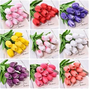 리얼 터치 부케 가짜 꽃 장식 웨딩 용품 홈 데코 발렌타인 튤립 인공 3 5