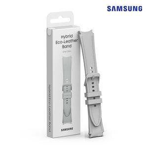 정품 갤럭시워치6 시리즈 ( 워치4/5/7/FE 호환) 하이브리드 비건 레더 스트랩 M/L 실버 / ET-SHR96LSE