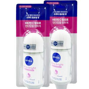 NEW 니베아 데오드란트 롤온 엑스트라 브라이트 50ml x2개