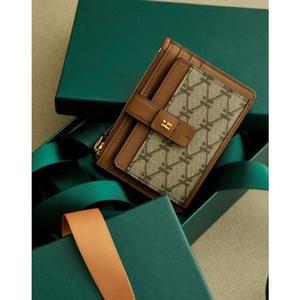 [NS홈쇼핑][헤지스ACC] 브라운 헤리아토 로고패턴 가죽 카드지갑 HIHO5F886W2..