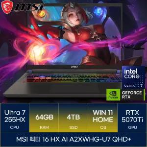 MSI 벡터 16 HX AI A2XWHG-U7 QHD+ (RAM 64GB_SSD 4TB_WIN11)_마우스+장패드증정 AN