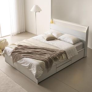 상일리베가구 루미스 LED 4단 서랍 벙커 수납 침대프레임 Q/K 겸용