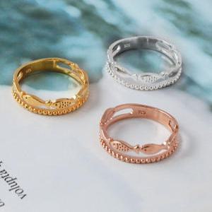 [925실버] 행운 두줄 볼 큐빅 물고기 반지 ( 애끼반지 5호부터 21호까지 )