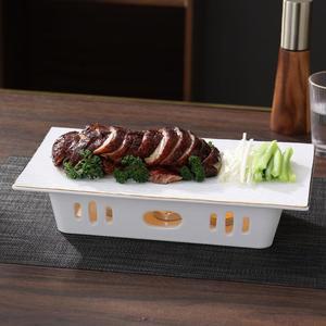 다이닝 도자기 보온기 그릇 베이징덕 우드 화로 보쌈보온접시 백자 음식워머 싱글 온열 차핑디쉬 10인치