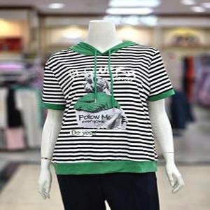 포라리 세이브존04 스트라이프후드반팔티셔츠 QB25601