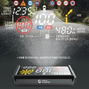 코리안 지오그래픽 HUD - i  음성인식 네비게이션 헤드업디스플레이 자동차 속도 표시