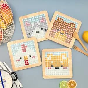 [오피스스쿨] 토단 원목 타일아트 냄비 받침 만들기 (동물) 1인세트 (4종 택 1) DIY 취미공예 타일조각 도안 액자만들기 방과후만들기